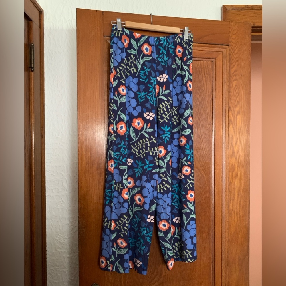 Gudrun Sjoden NWT BRAND NEW Harriett Jersey Knit Pant Blue Floral Pant SMALL